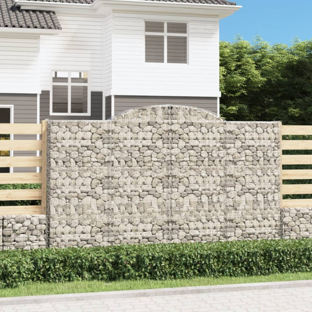 Photos - Flower Pot VidaXL Arched Gabion Baskets 4 pcs 300x50x180/200 cm Galvanised Iron 