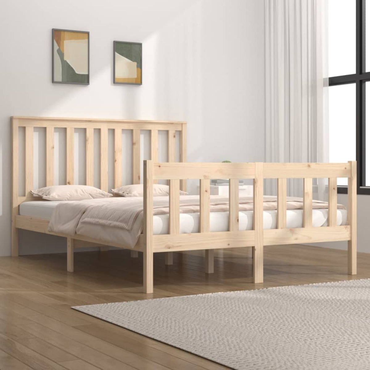 Grain Vidaxl Bed Frame Without Mattress Solid Wood Double