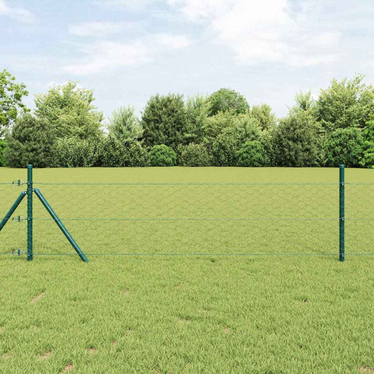 Vidaxl Grey Fence Post 50 X 0.5 M (50 Mm Mesh) Steel And Pvc