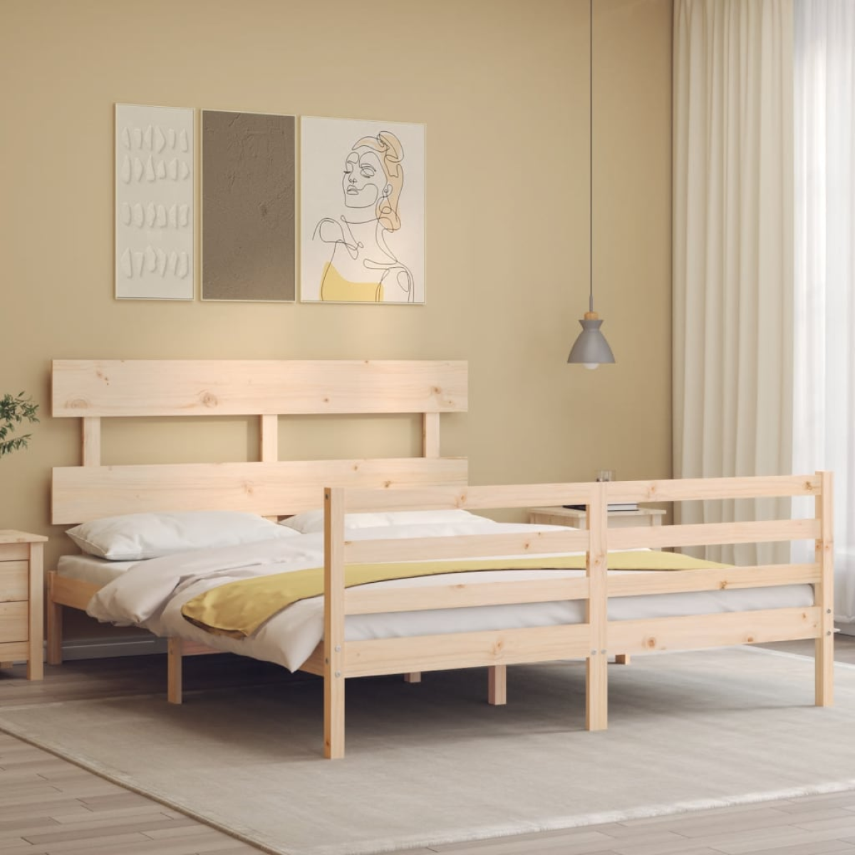 Vidaxl Grain Bed Frame Without Mattress 160X200 Cm Solid Wood