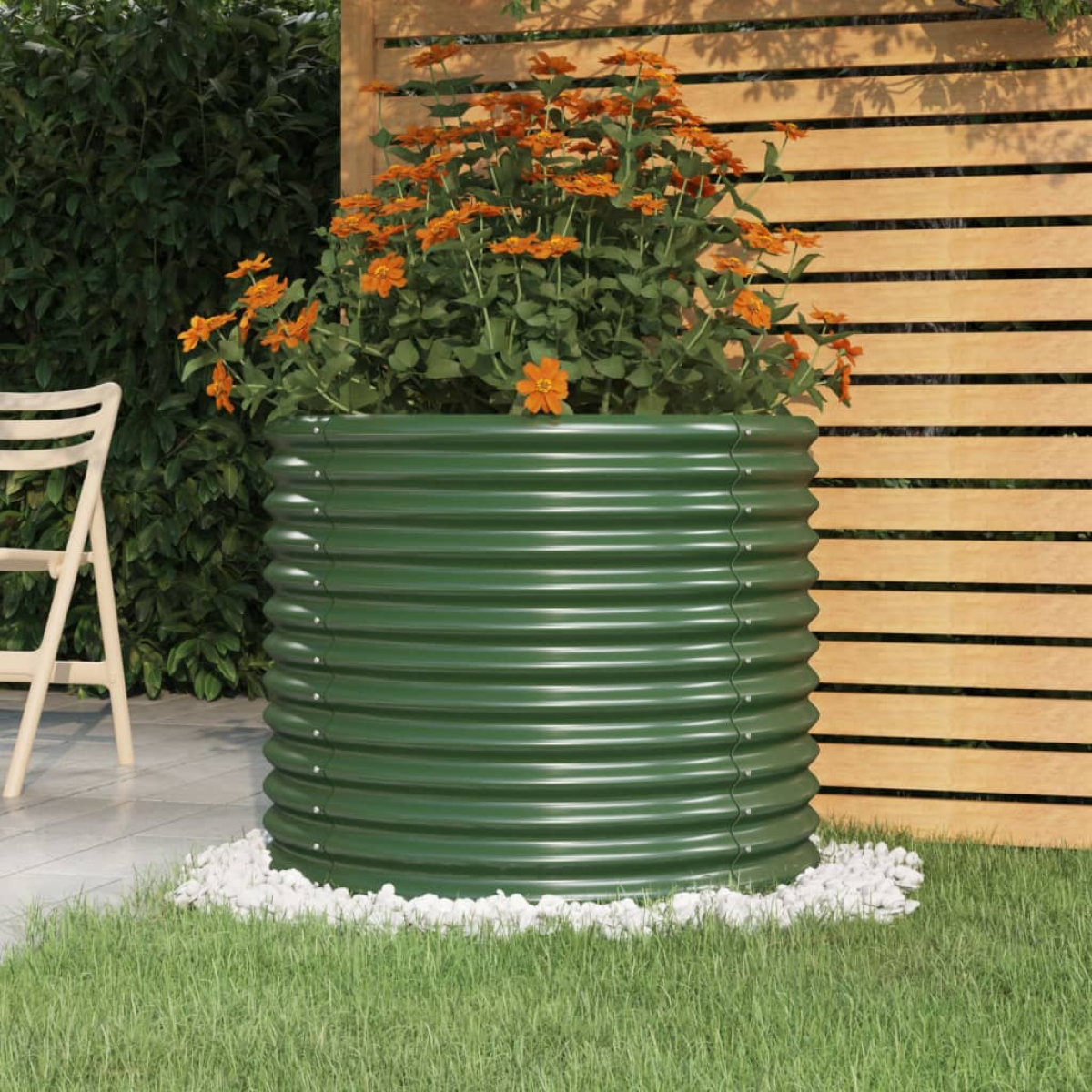 Vidaxl Green Garden Planter Galvanised Steel 80X80x68 Cm