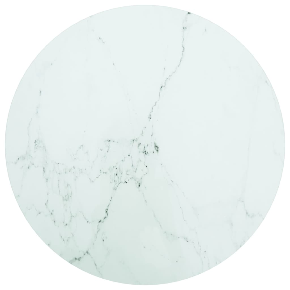Vidaxl White Table Top ?60X0.8 Cm Tempered Glass With Marble Design