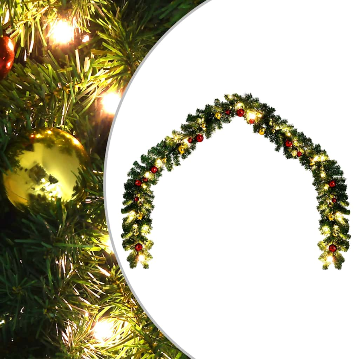 Photos - Fairy Lights VidaXL Christmas Garland Decorated with Baubles and LED Lights 5 m
