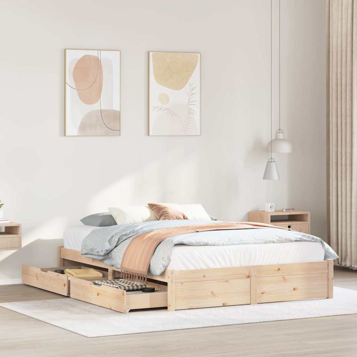 Vidaxl Bed Frame Without Mattress 160X200 Cm Solid Wood Pine
