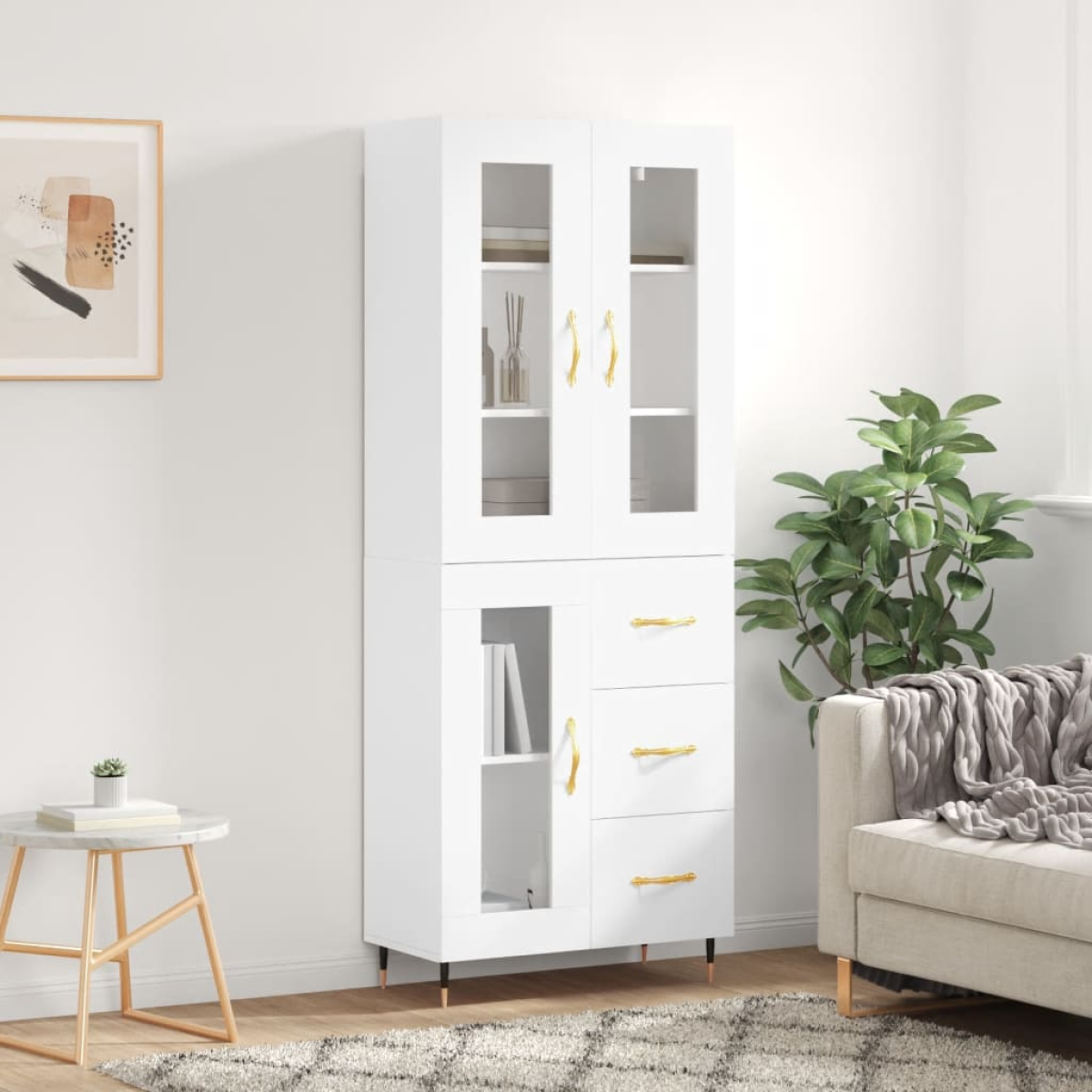 Vidaxl White Highboard 69.5X34x180 Cm Engineered Wood