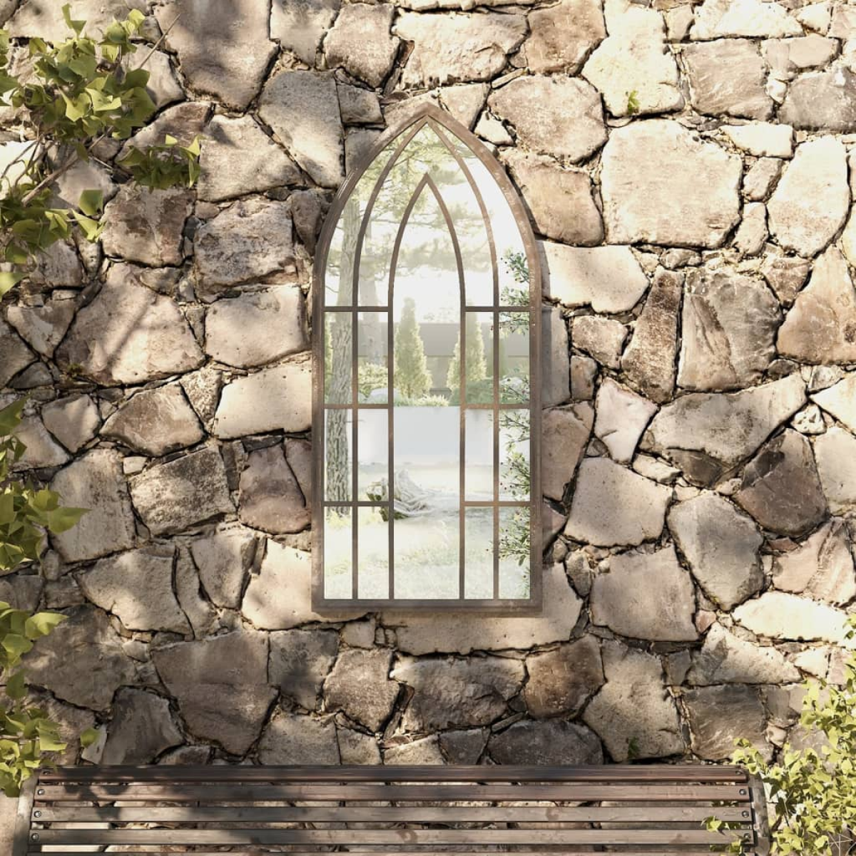 Light/Dark Vidaxl Garden Mirror Sand 100X45 Cm Iron For Outdoor Use