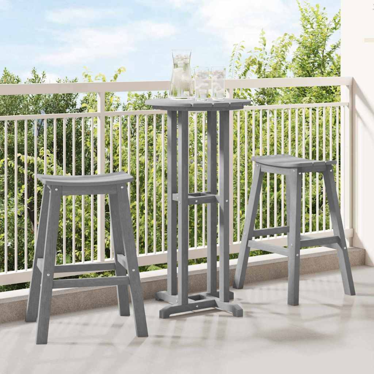 Vidaxl Light/Grey Garden Bar Set 3 Pcs Hdpe