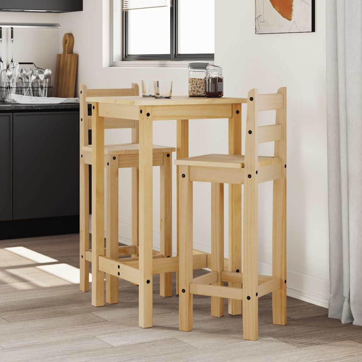 Photos - Dining Table VidaXL 3 Piece Bar Set Solid Wood Pine 
