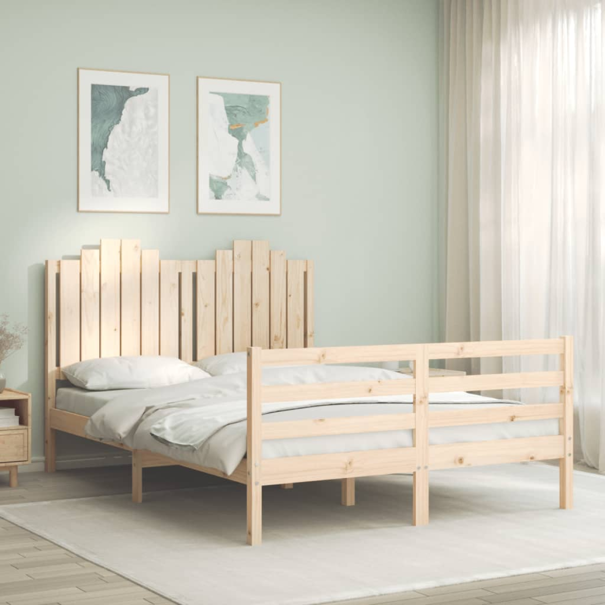 Vidaxl Grain Bed Frame Without Mattress 140X200 Cm Solid Wood