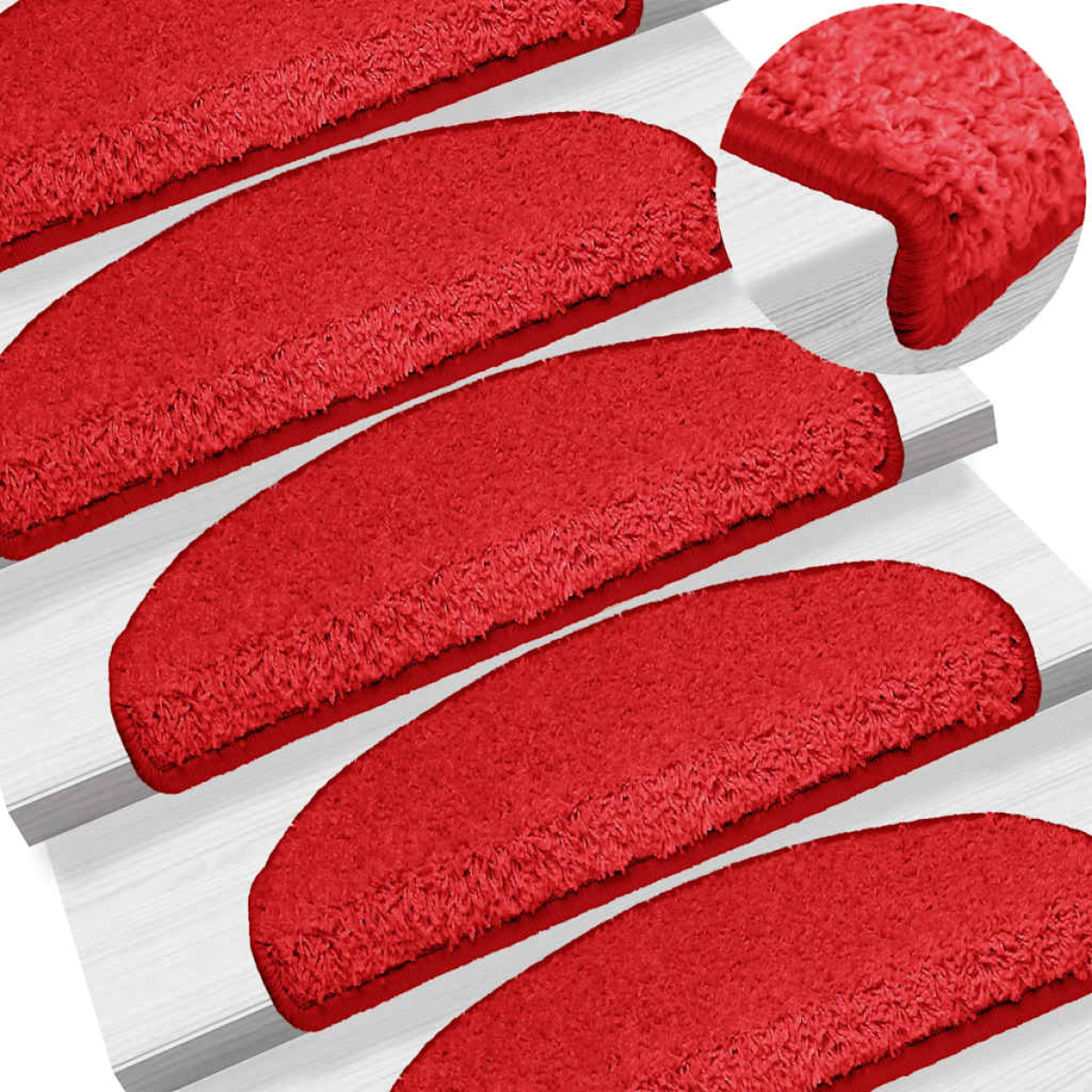 Vidaxl Red Stair Mats 15 Pcs 65X21x4 Cm Half Round Large