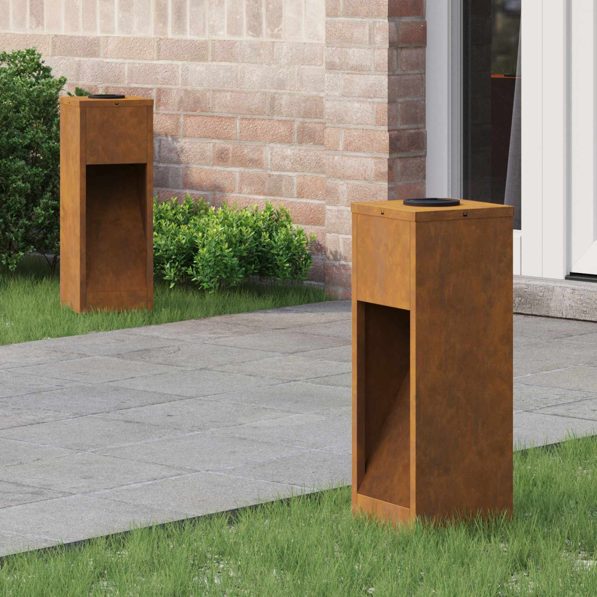 Vidaxl Light/Bronze Solar Led Pathway 2 Pcs Weathering Steel