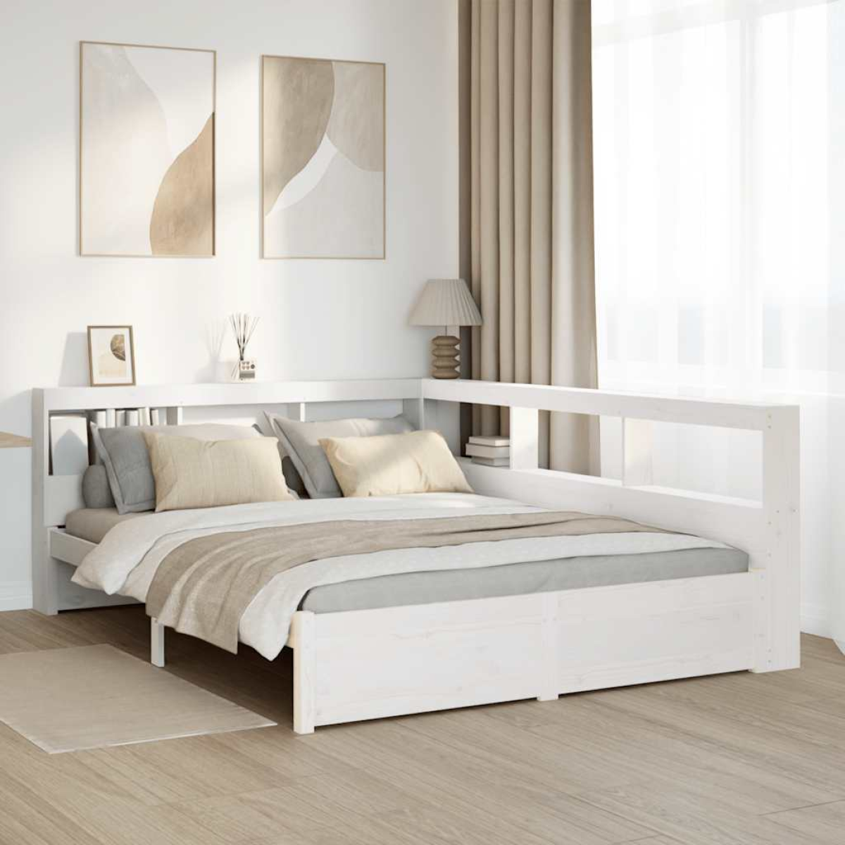 White Vidaxl Bookcase Bed Without Mattress 150X200 Cm Solid Wood Pine