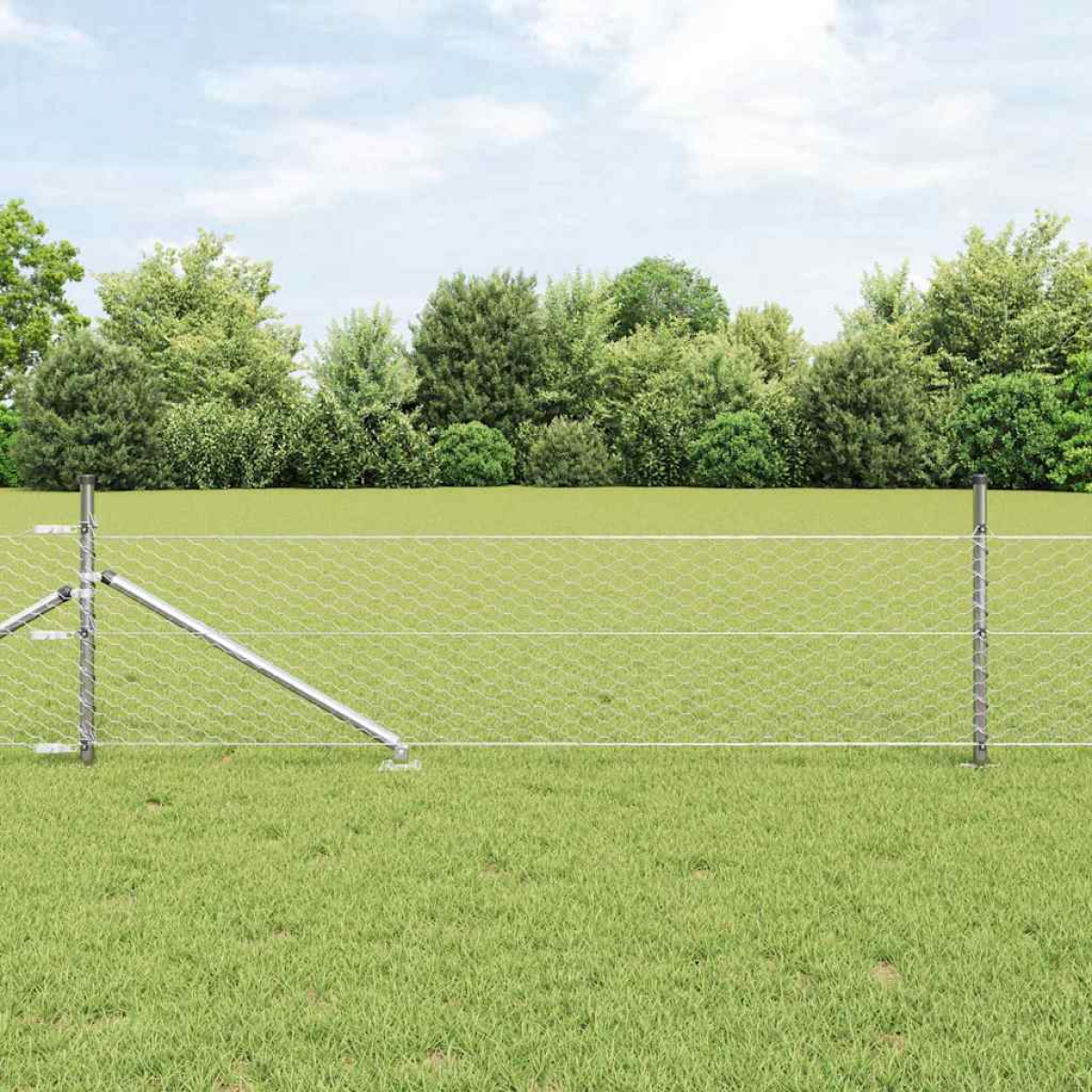 Vidaxl Silver Fence Post 10 X 0.8 M (36 Mm Mesh) Steel