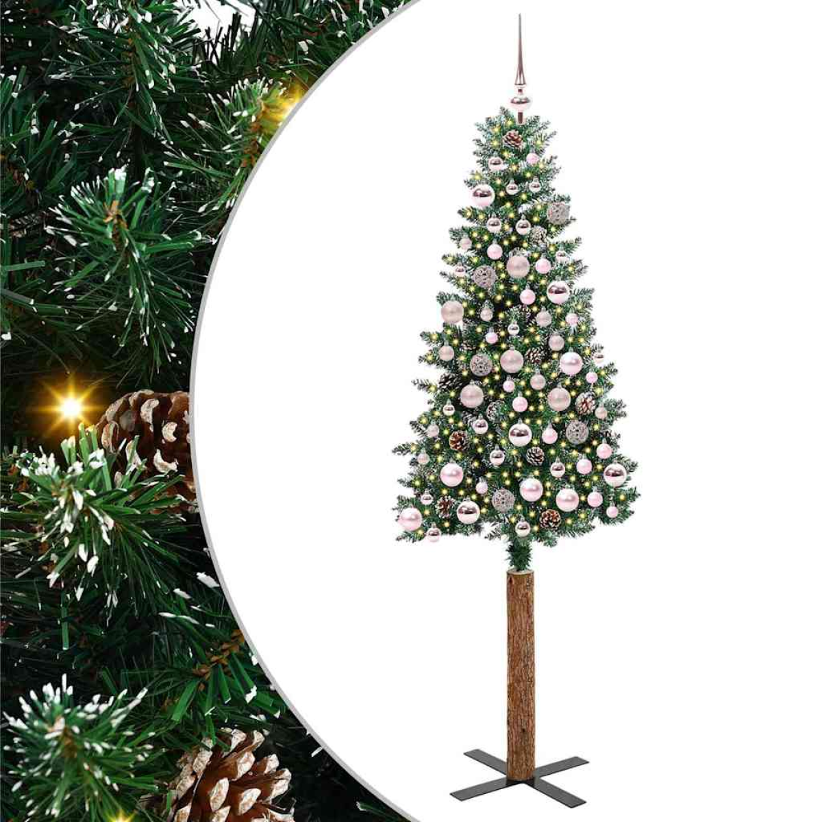 Green Vidaxl Slim Christmas Tree 180 Cm Pvc And Solid Pine Wood