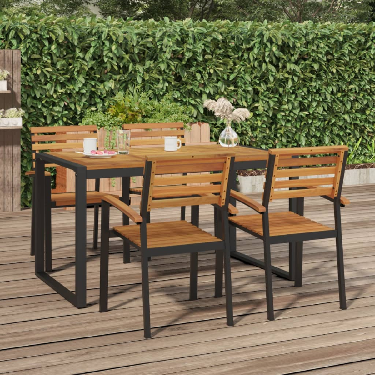 Vidaxl Garden Table With U-Shaped Legs 140X80x75 Cm Solid Wood Acacia