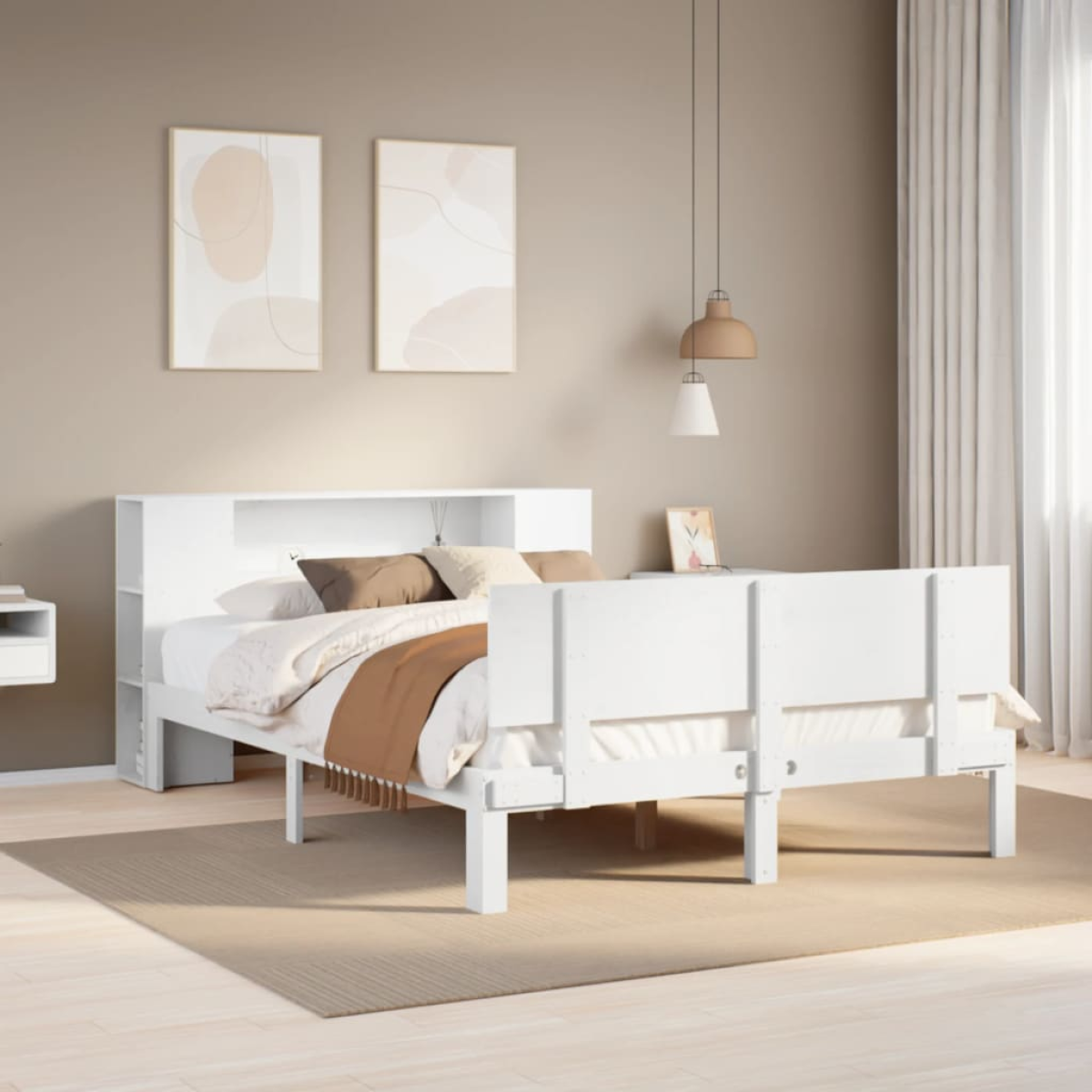 Vidaxl White Bookcase Bed Without Mattress 160X200cm Solid Wood Pine