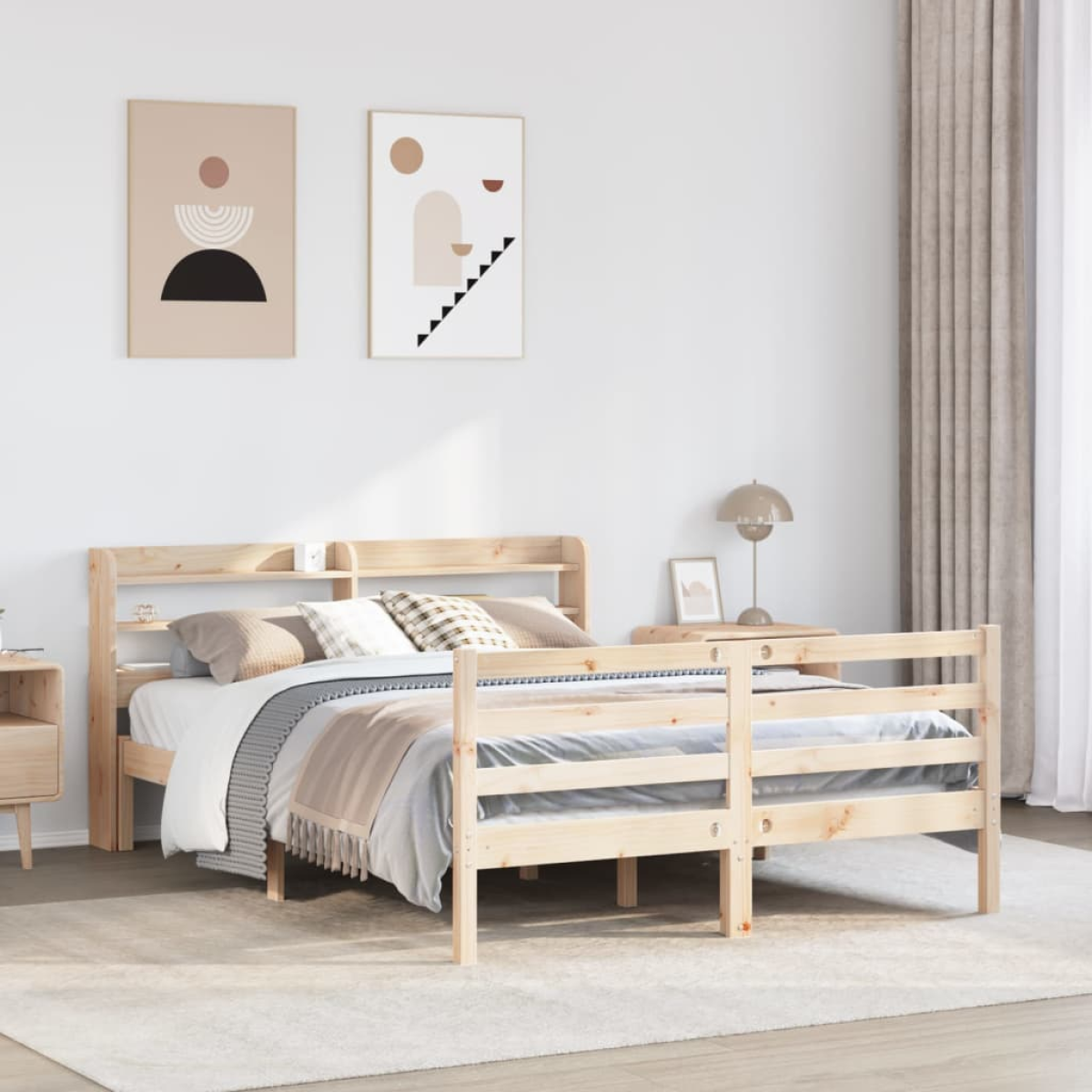 Vidaxl Grain Bed Frame With Headboard Without Mattress 120X200 Cm