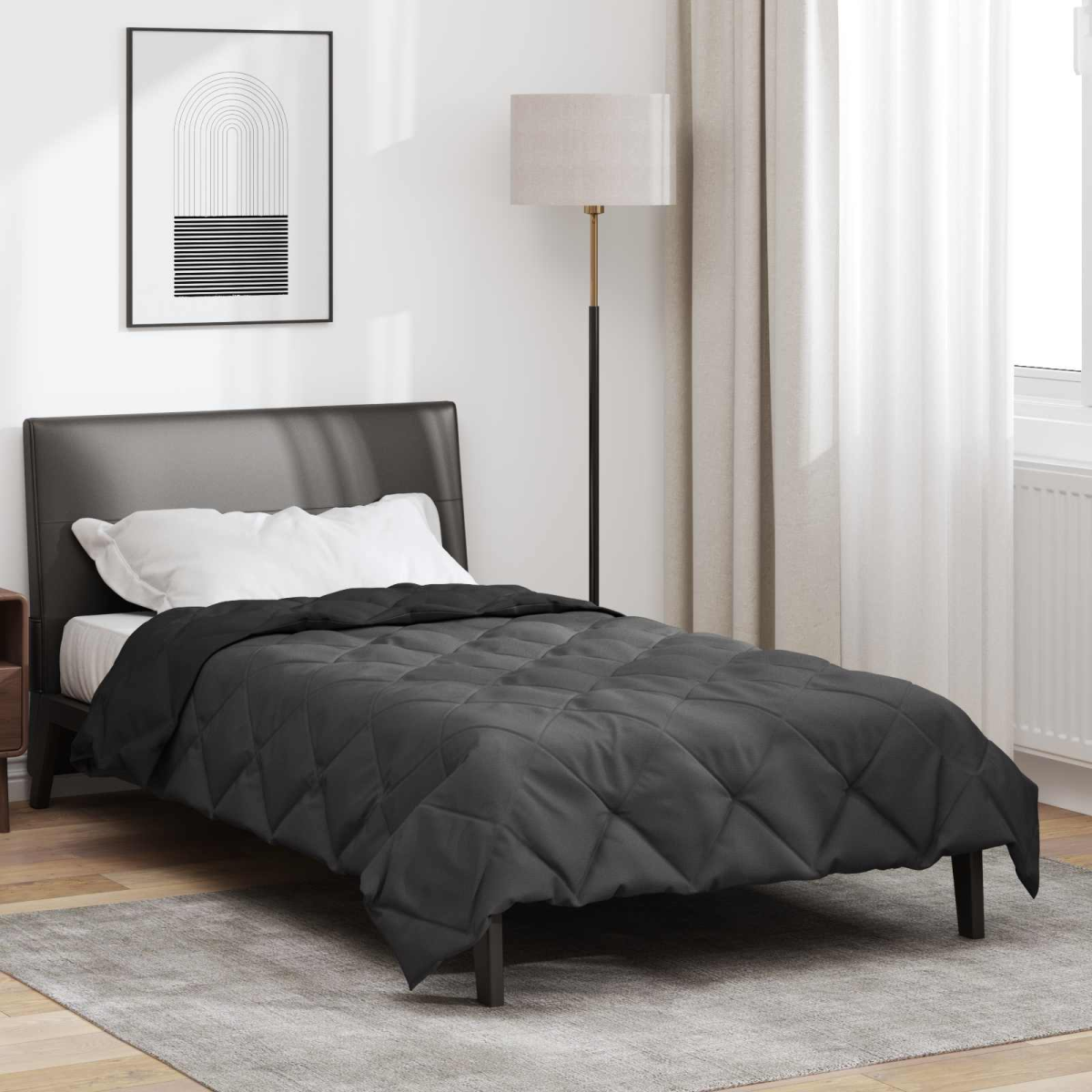 Black/Anthracite Vidaxl Summer Duvet And 200 X 140 Cm Microfiber