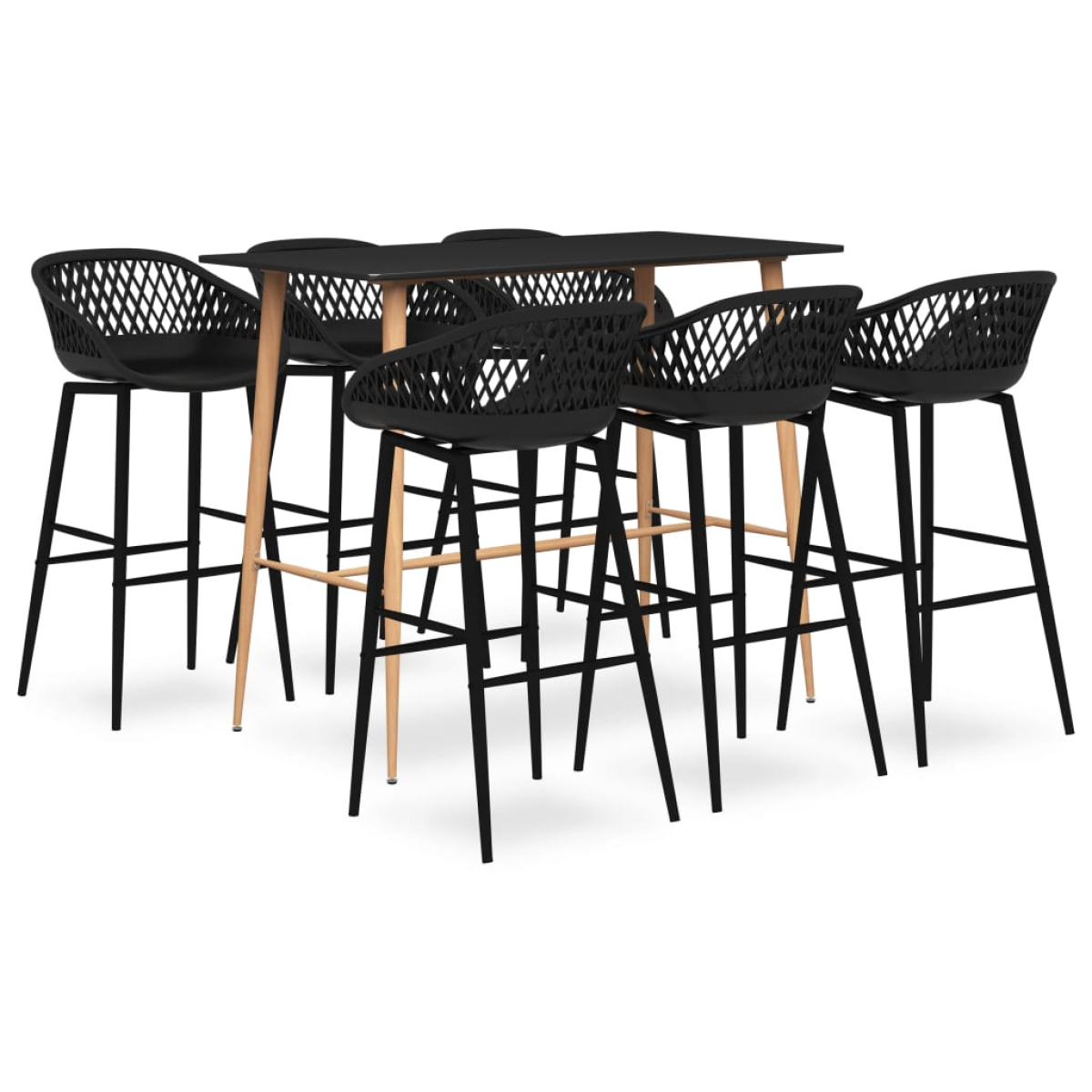 Vidaxl Black 7 Piece Bar Set