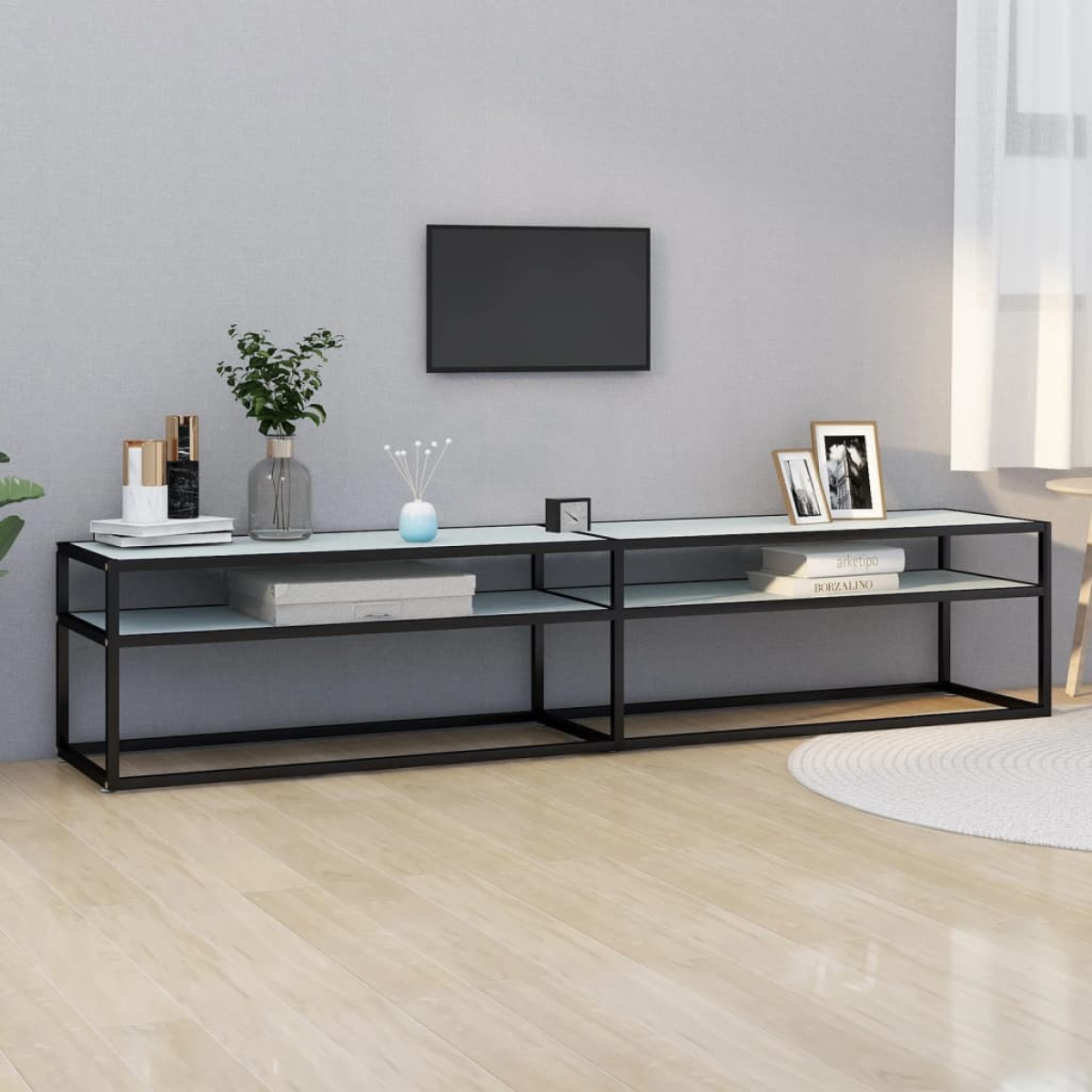 Photos - Mount/Stand VidaXL TV Cabinet White Marble 200x40x40.5 cm Tempered Glass 