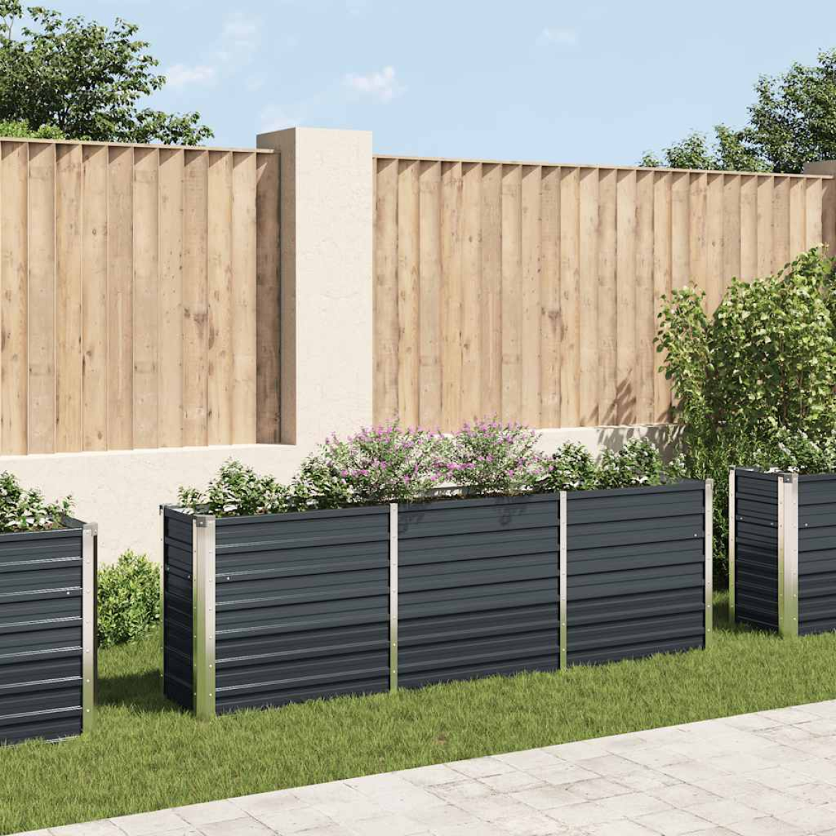 Anthracite Vidaxl Garden Raised Bed Galvanised Steel 240X40x77 Cm
