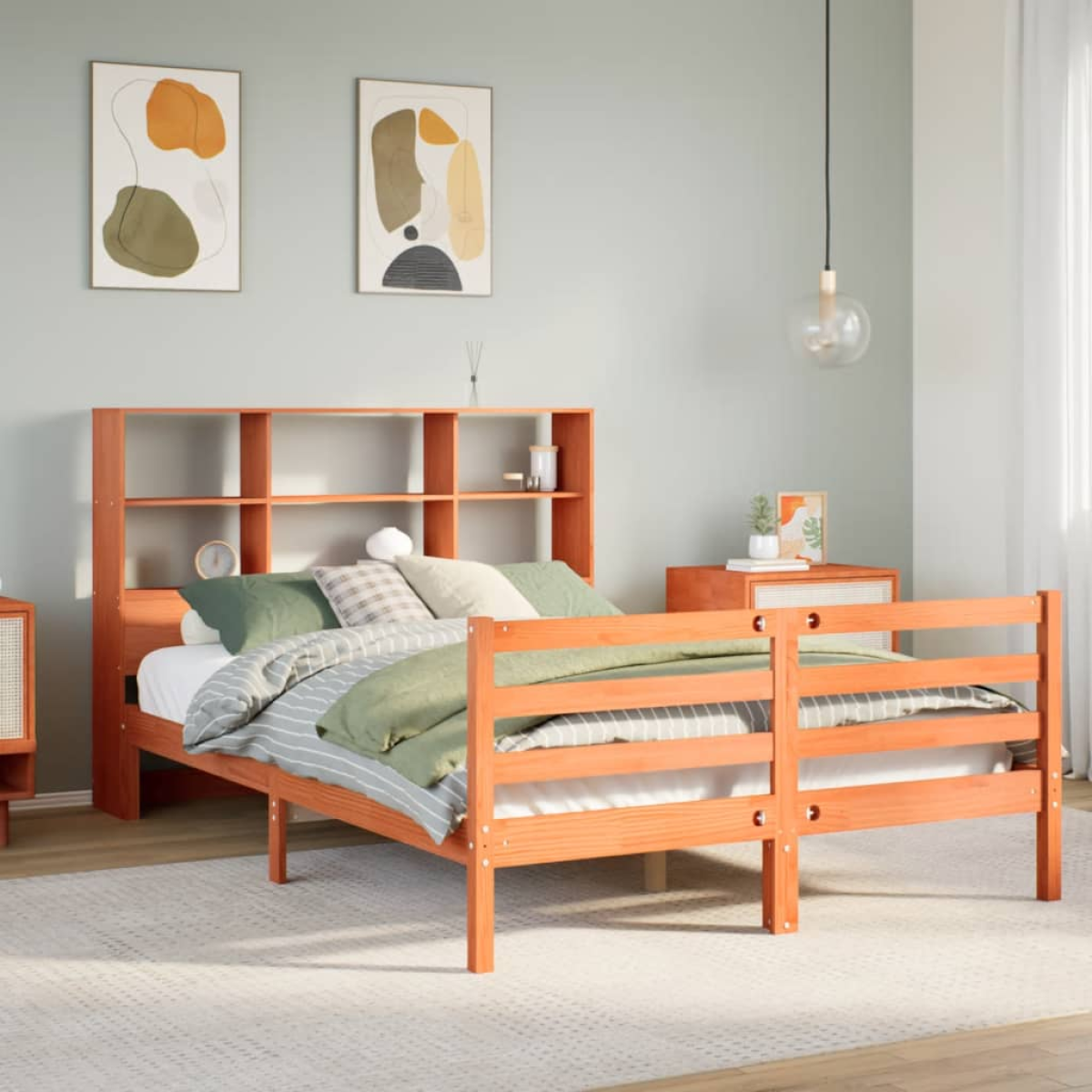 Vidaxl Brown Bookcase Bed Without Mattress Wax 160X200 Cm Solid Wood