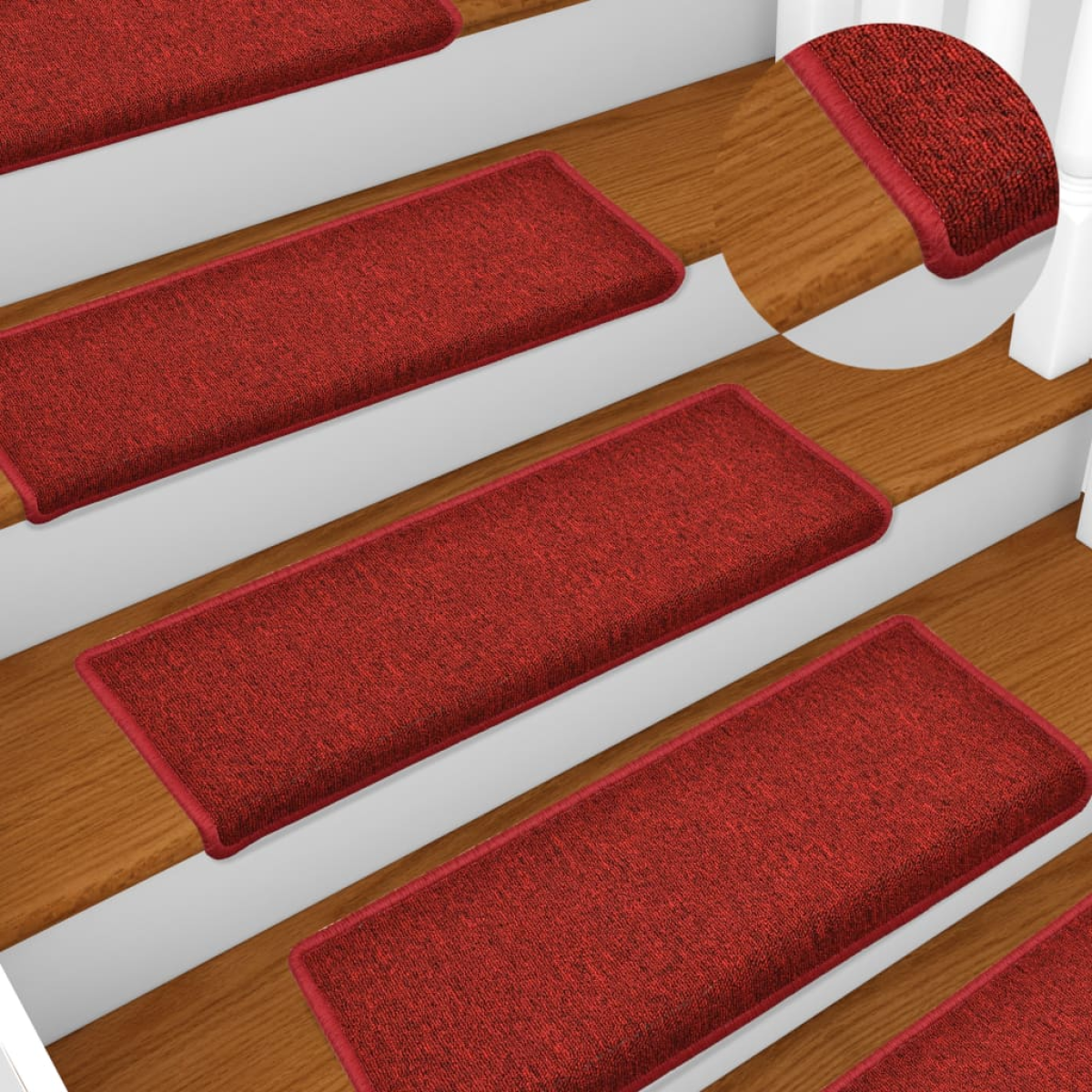 Red Vidaxl Stair Mats 15 Pcs 65X21x4 Cm Rectangular Edge