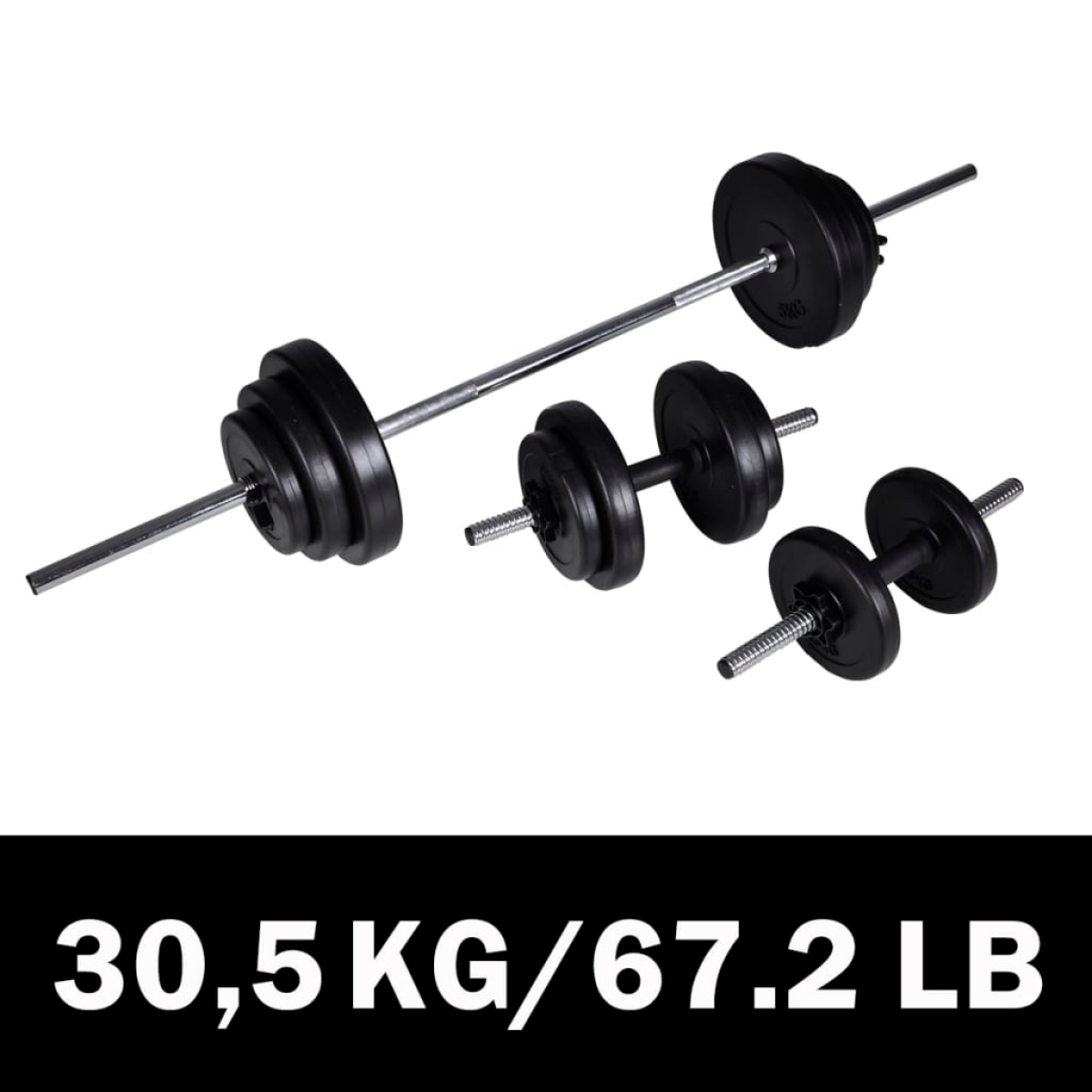 Vidaxl Barbell +2 Dumbbell Set 30.5Kg