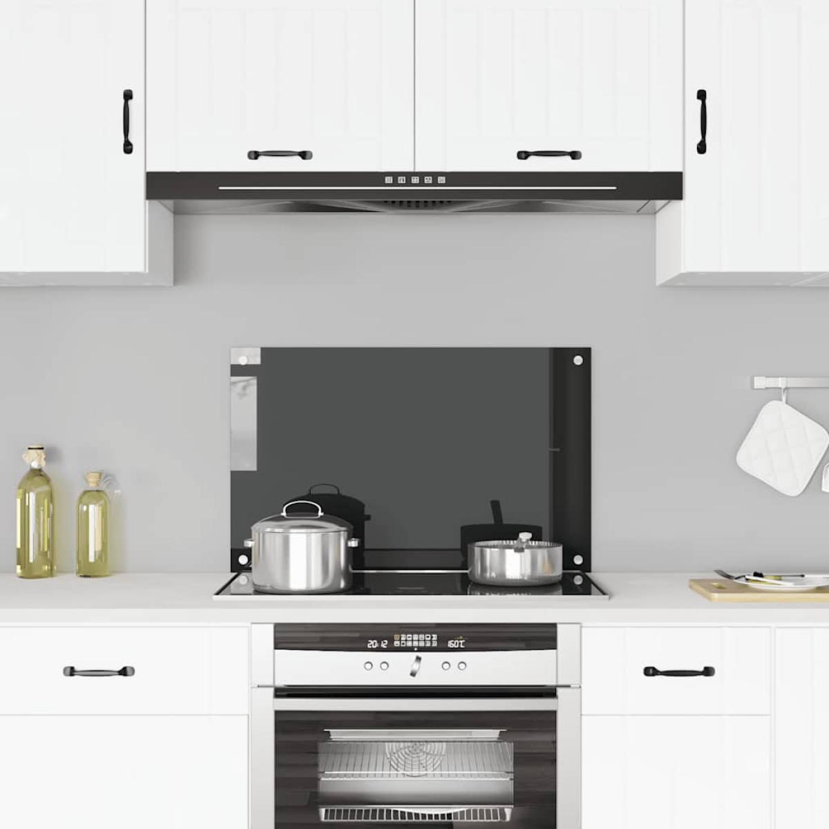 Black Vidaxl Kitchen Backsplash 80 X 50 Cm Tempered Glass