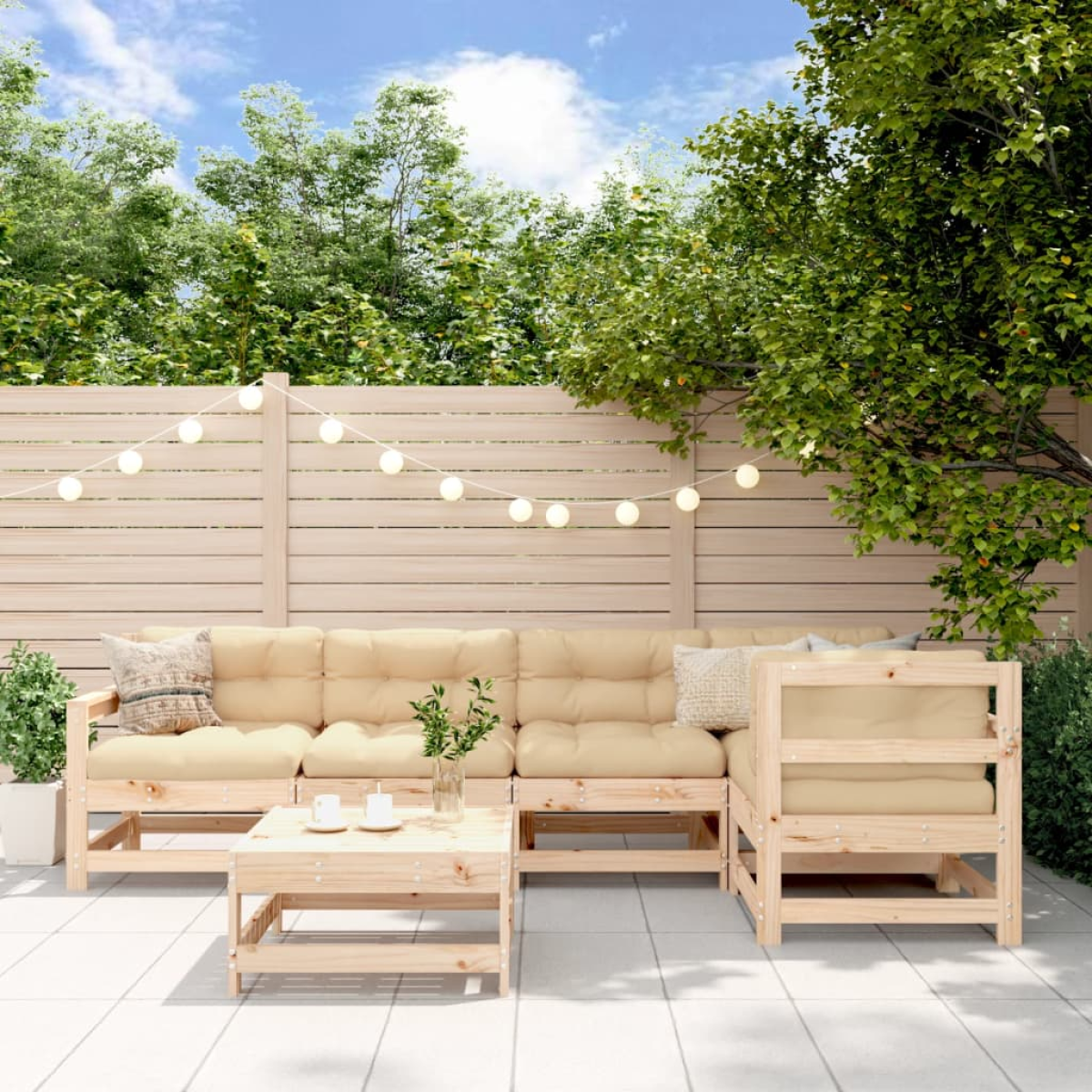 Photos - Garden Furniture VidaXL 6 Piece Garden Lounge Set Solid Wood Pine 