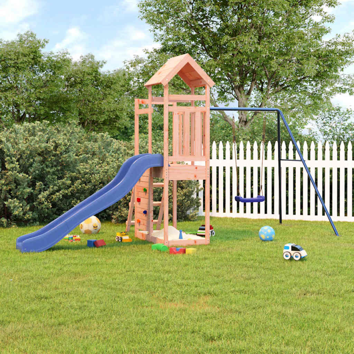 Vidaxl Blue Outdoor Playset Solid Wood Douglas