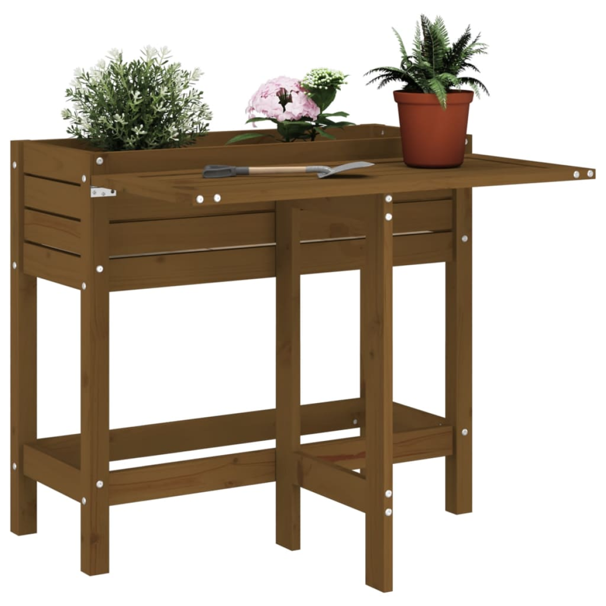 Photos - Flower Pot VidaXL Garden Planter with Folding Tabletop Honey Brown Solid Wood Pine
