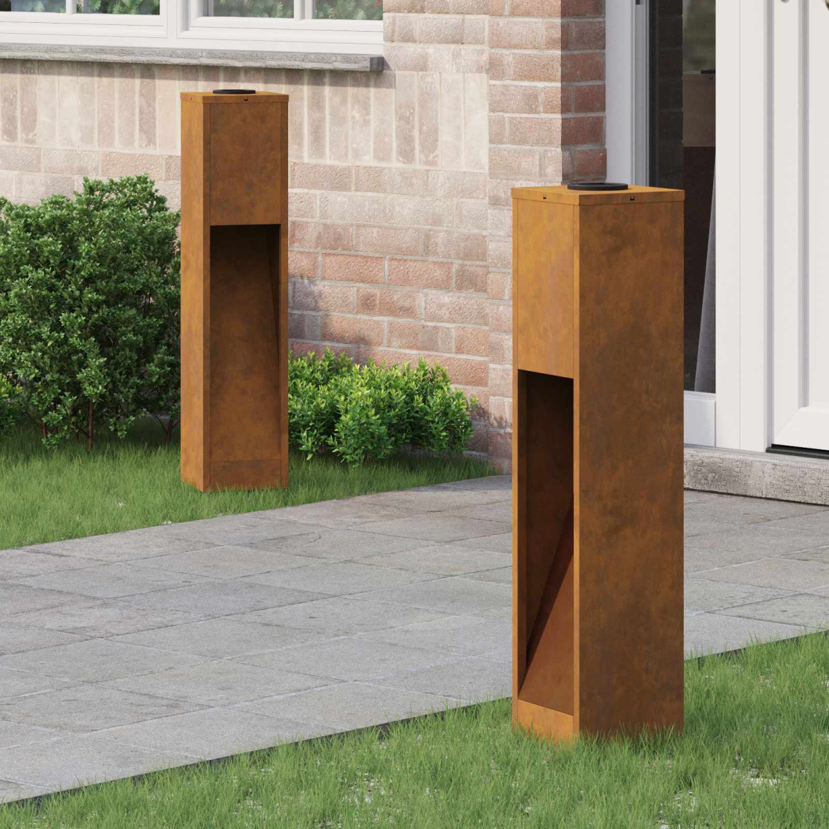 Light/Bronze Vidaxl Solar Led Pathway 2 Pcs Weathering Steel