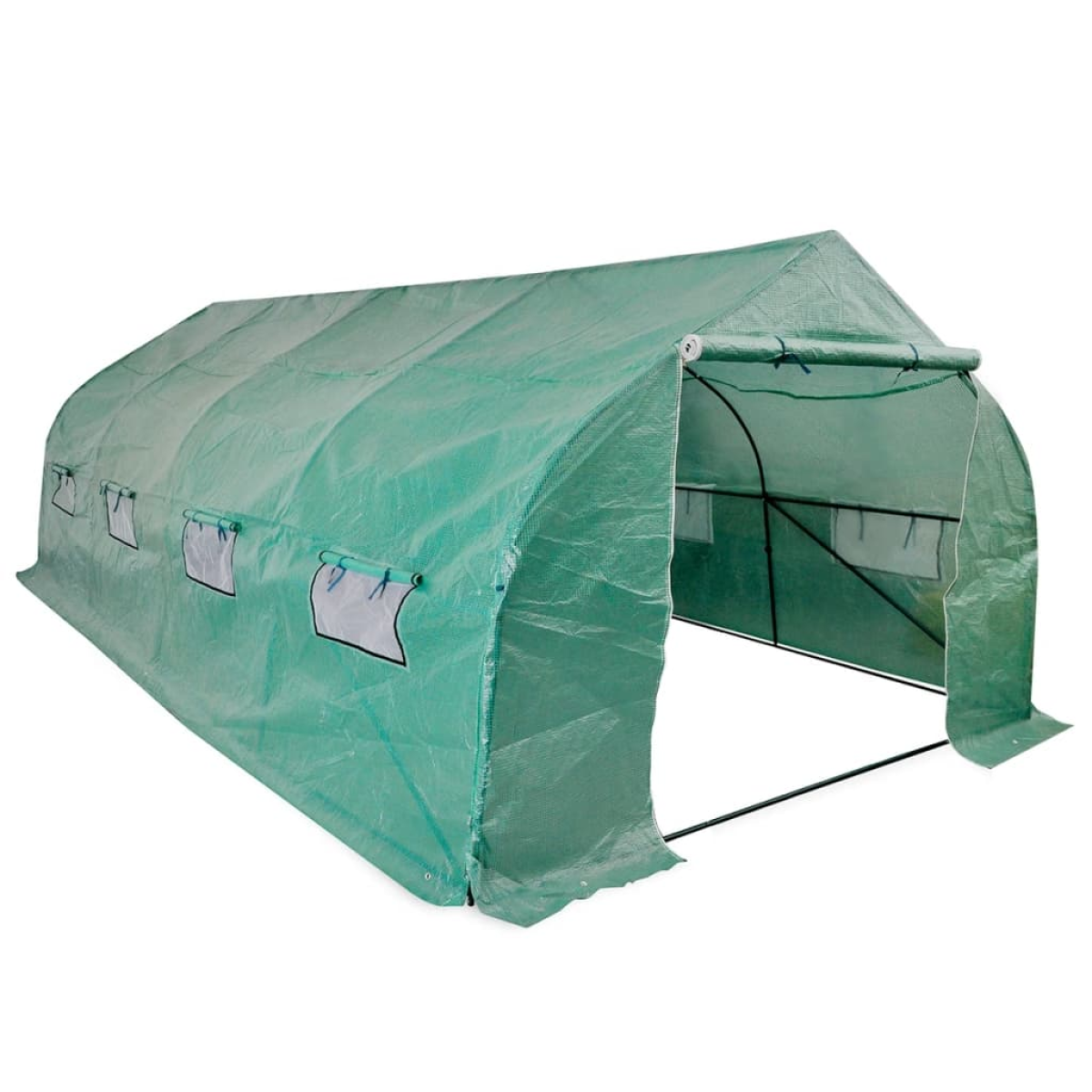 Green Vidaxl Portable Polytunnel House Steel Frame Walk-In 18 M²