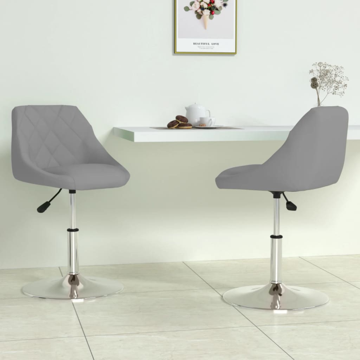 Photos - Chair VidaXL Swivel Dining  2 pcs Light Grey Velvet 