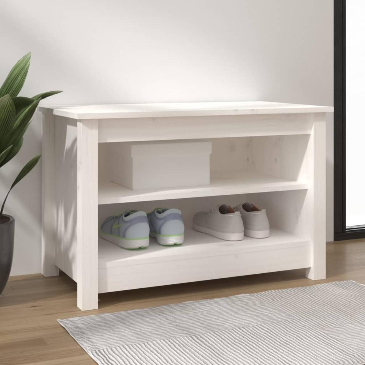 Photos - Shoe Cabinet / Rack VidaXL Shoe Bench White 70x38x45.5 cm Solid Wood Pine