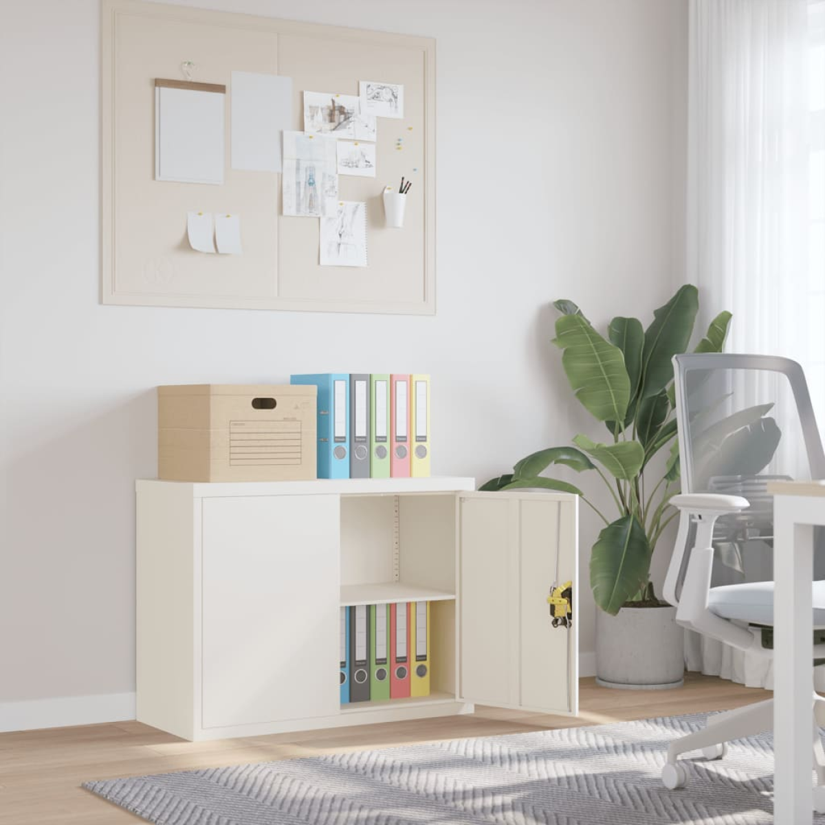 White Vidaxl File Cabinet 90X40x70 Cm Steel