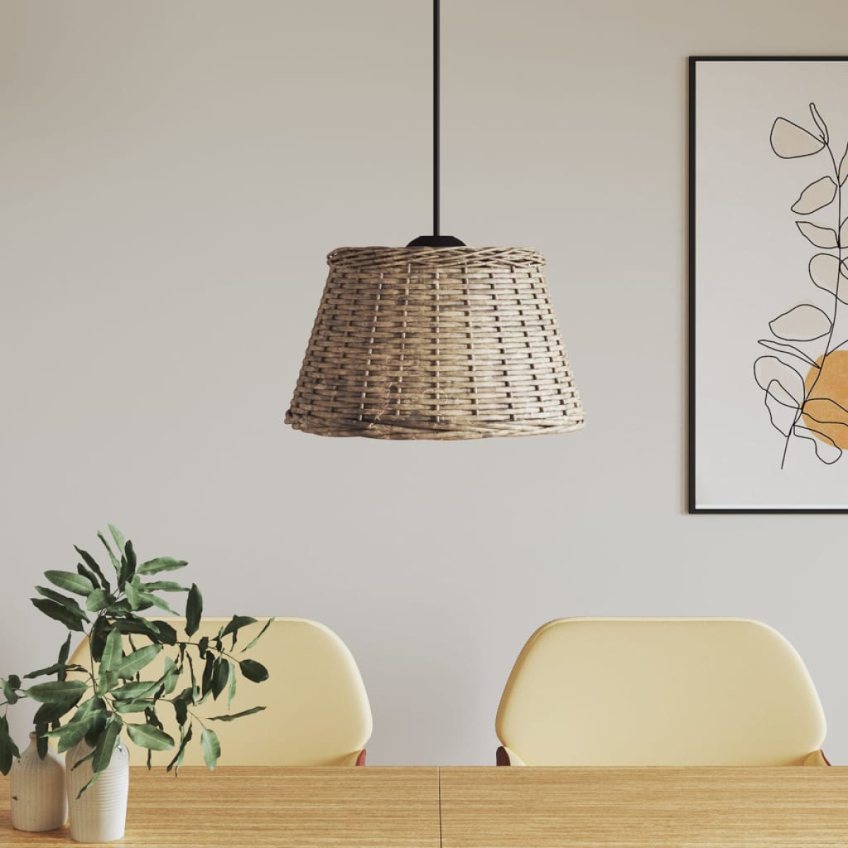 Photos - Chandelier / Lamp VidaXL Ceiling Lamp Shade Brown Ø50x30 cm Wicker