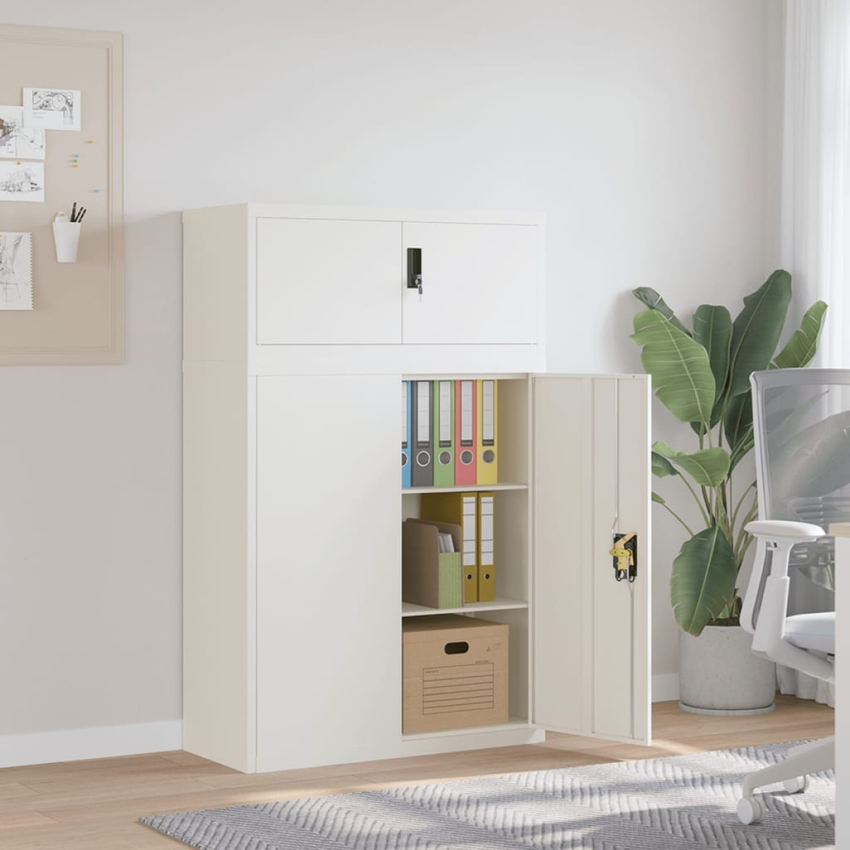 Photos - Dresser / Chests of Drawers VidaXL File Cabinet White 90x40x145 cm Steel
