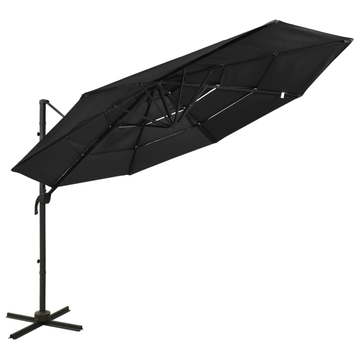 Vidaxl Black 4-Tier Garden Parasol With Aluminium Pole 3X3 M