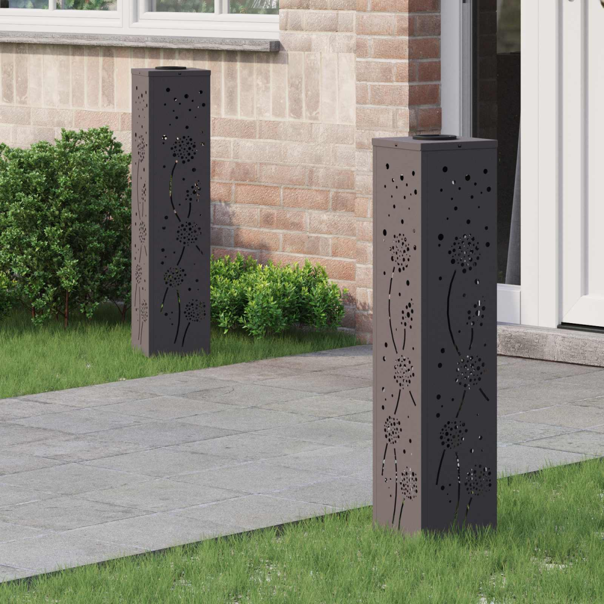 Vidaxl Light/Black Solar Led Pathway 2 Pcs Cold Rolled Steel