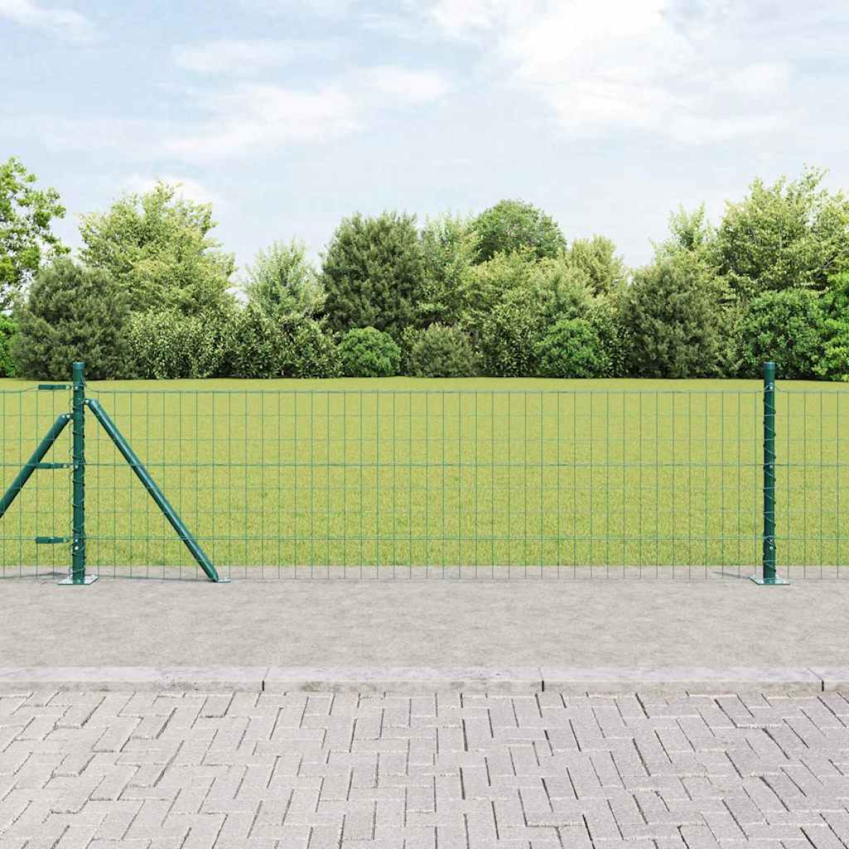 Vidaxl Green Fence With Post 0.4 X 50 M Steel And Pvc