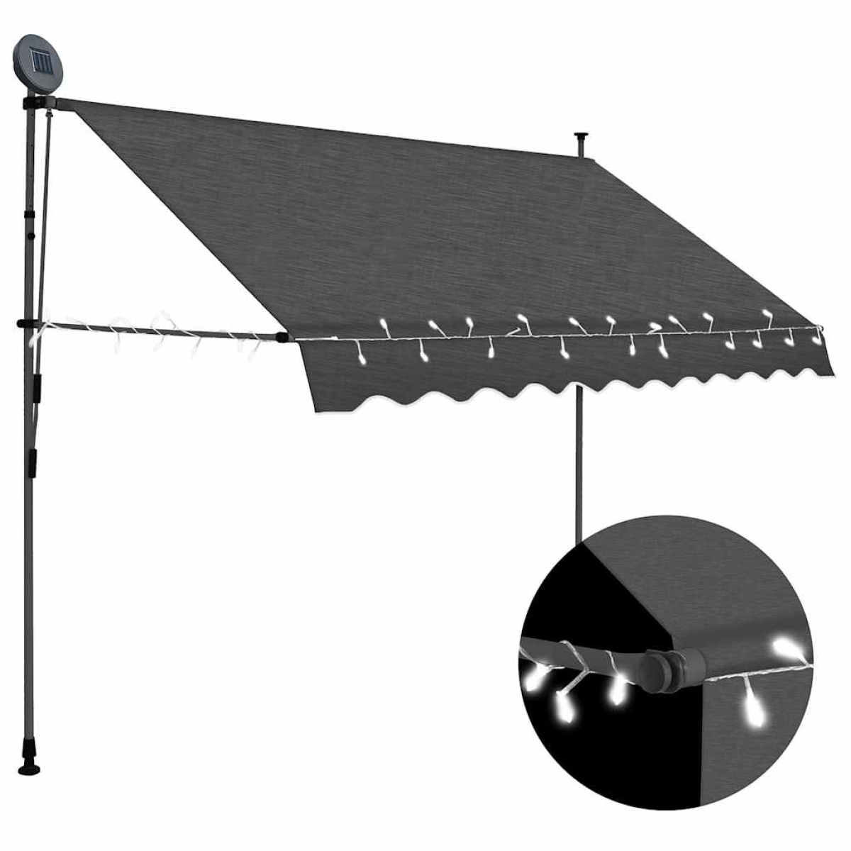 Vidaxl Anthracite Manual Retractable Awning With Led 300 Cm
