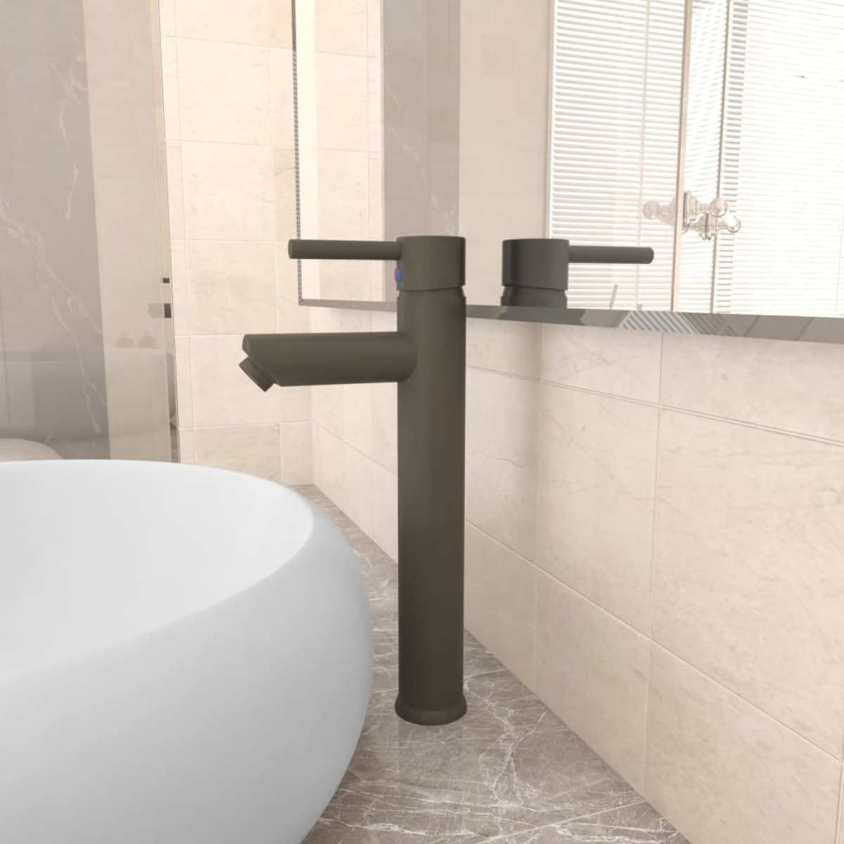 Photos - Tap VidaXL Bathroom Mixer  Grey 12x30 cm 