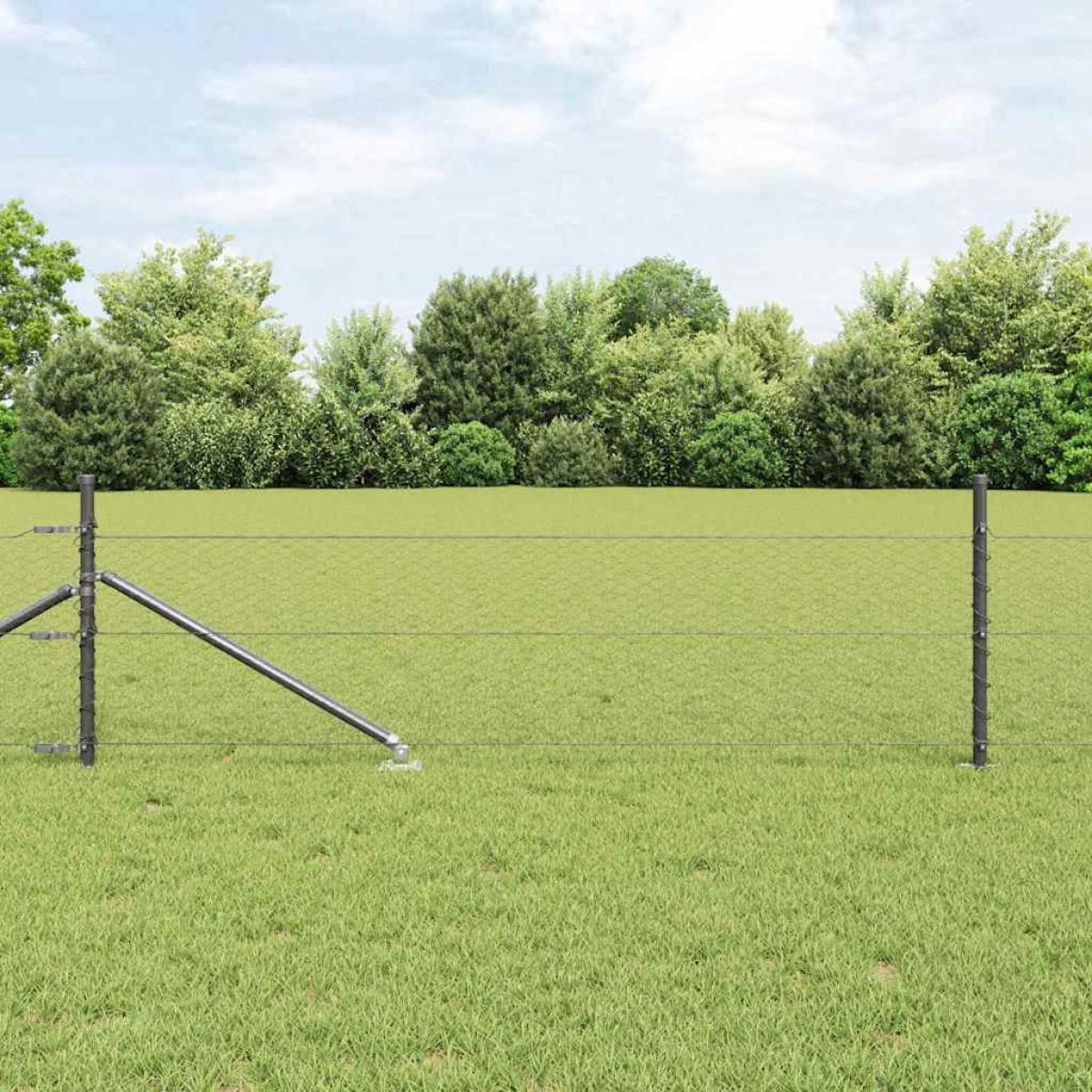 Grey Vidaxl Fence Post 25 X 0.5 M (25 Mm Mesh) Steel