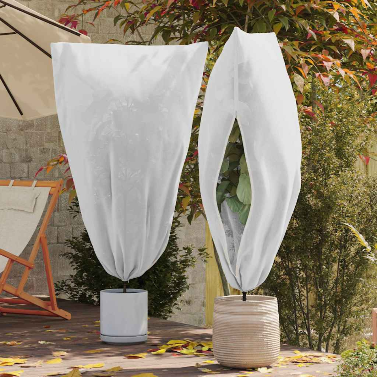 White Vidaxl Frost Protection Plant Fleece Covers 5 Pcs 1.55 X 1.55 M