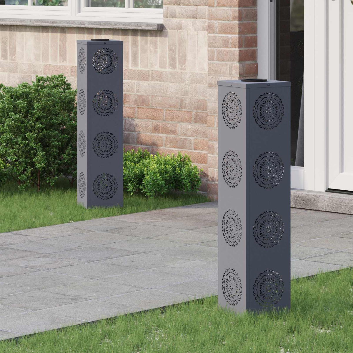 Vidaxl Light/Anthracite Solar Led Pathway 2 Pcs Cold Rolled Steel