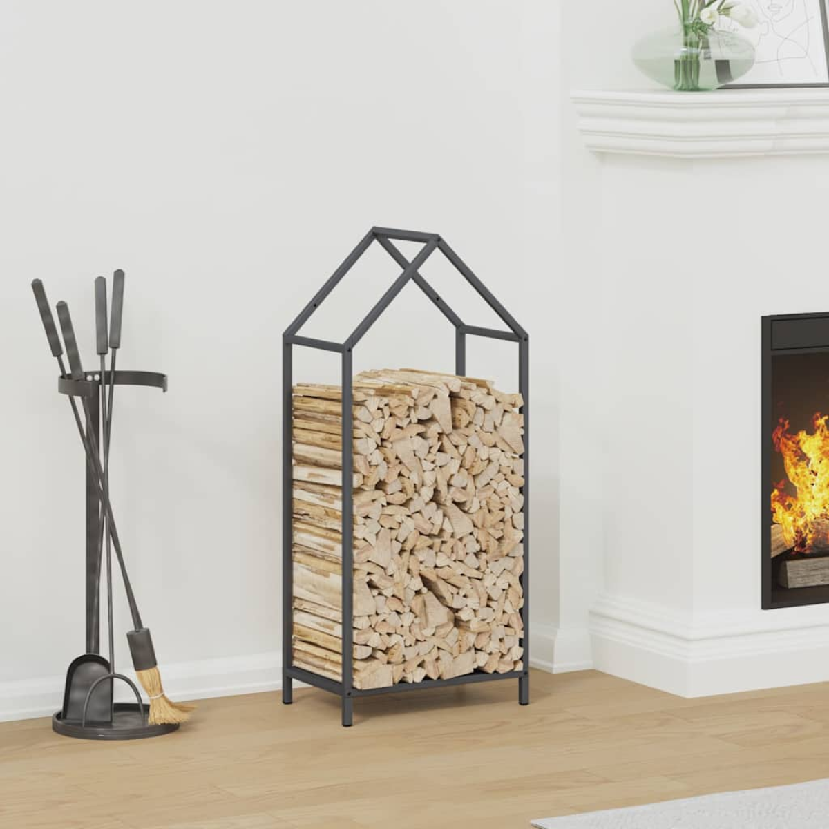 Photos - Fireplace Accessory VidaXL Firewood Rack Anthracite 40x25x90 cm Cold-rolled steel 