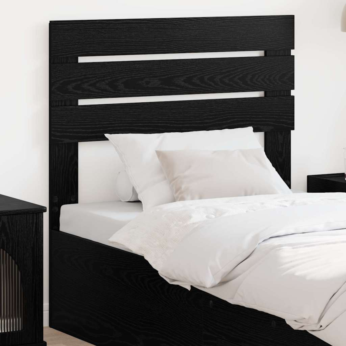 Vidaxl Black Headboard Oak 80 Cm Engineered Wood