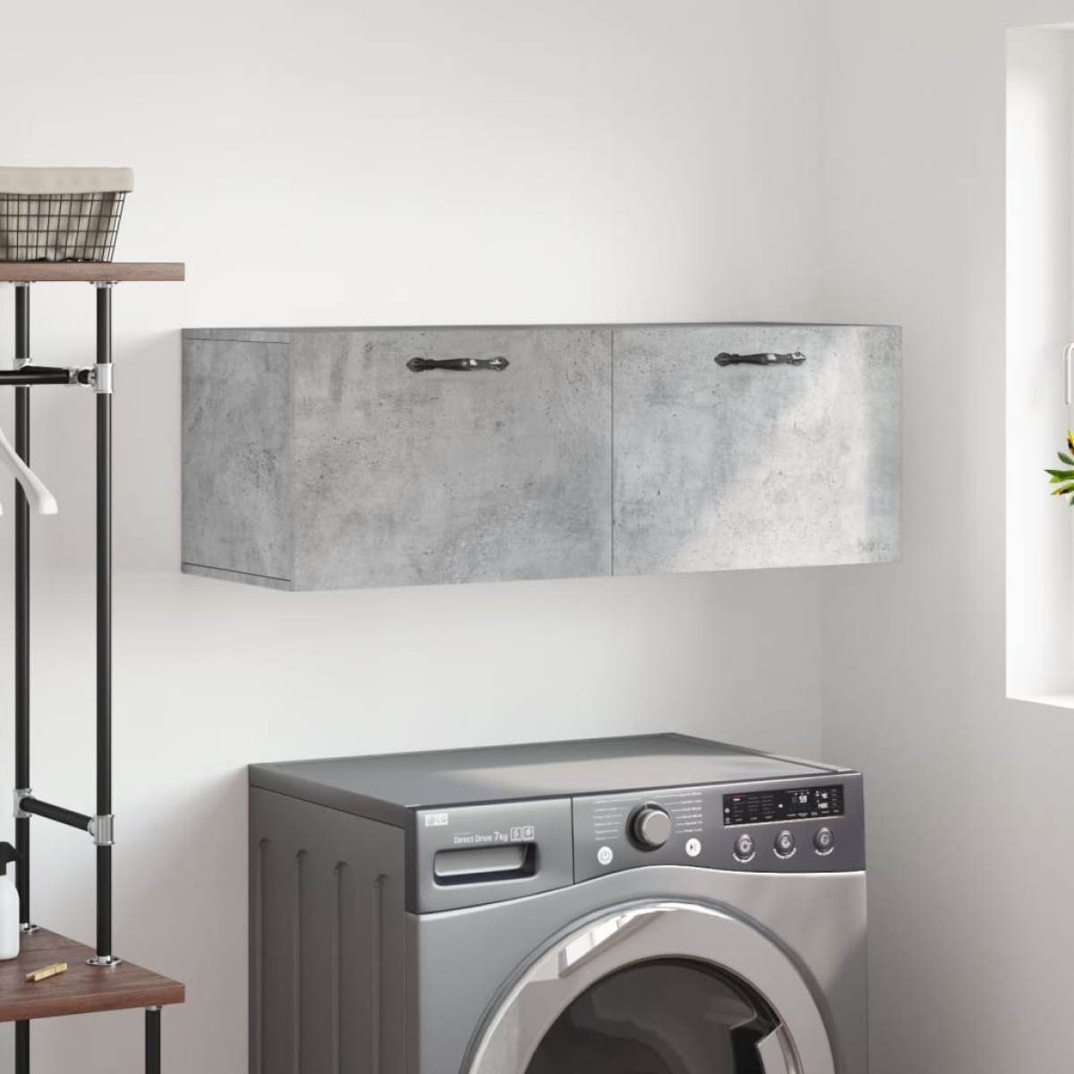 Grey Vidaxl Wall Cabinet Concrete 100X36.5x35 Cm Engineered Wood
